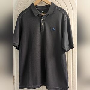 Tommy Bahama Charcoal Polo with Blue Accent